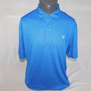 Callaway Blue check Golf Polo Shirt Opti-Dri Mens L moisture wicking quick dry
